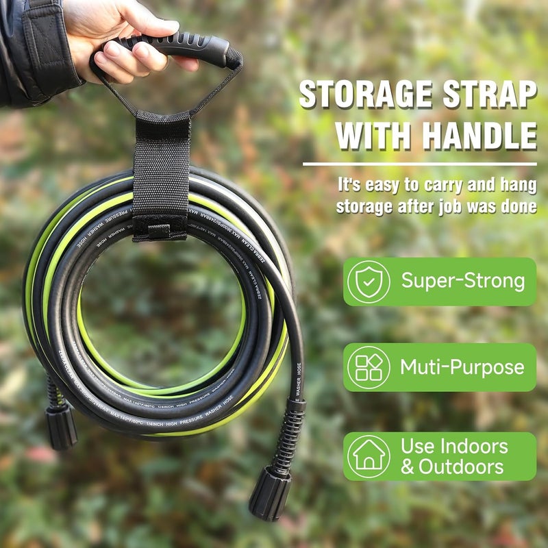 Zebra Clean Pressure Washer Hose 50 FT x 1/4''，3600 PSI Kink Resistant Power Washer Hose Replacement– Universal Electric Power Washer Hose with Leak-Free M22 Female and 3/8" Quick Connection Kit - Image 5